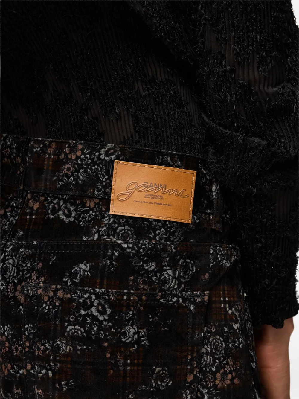 GANNI Marri denim jeans met print Zwart