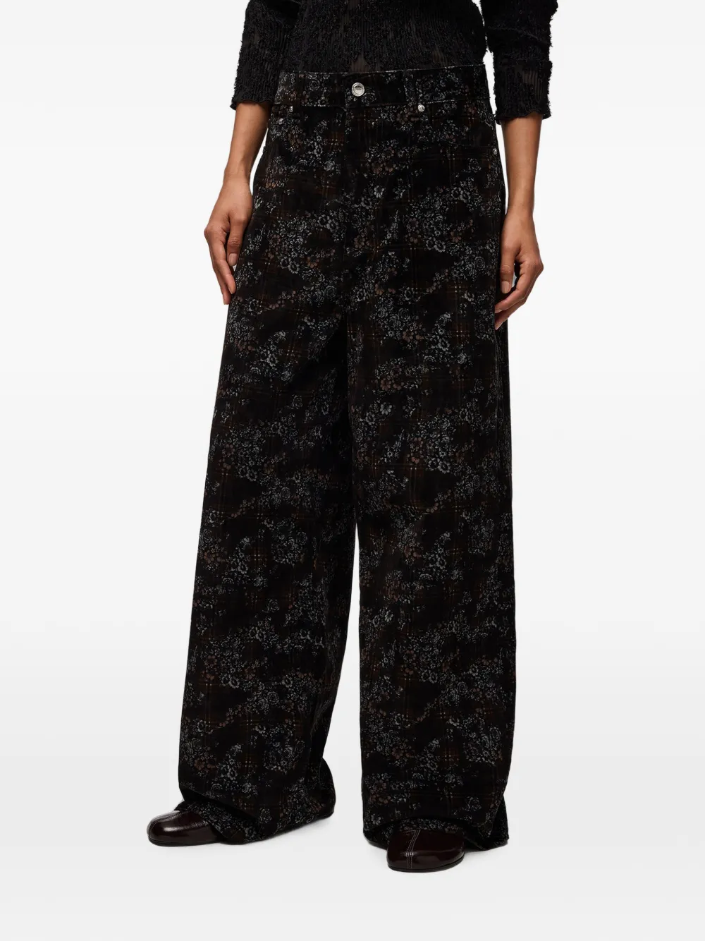 GANNI Marri denim jeans met print Zwart