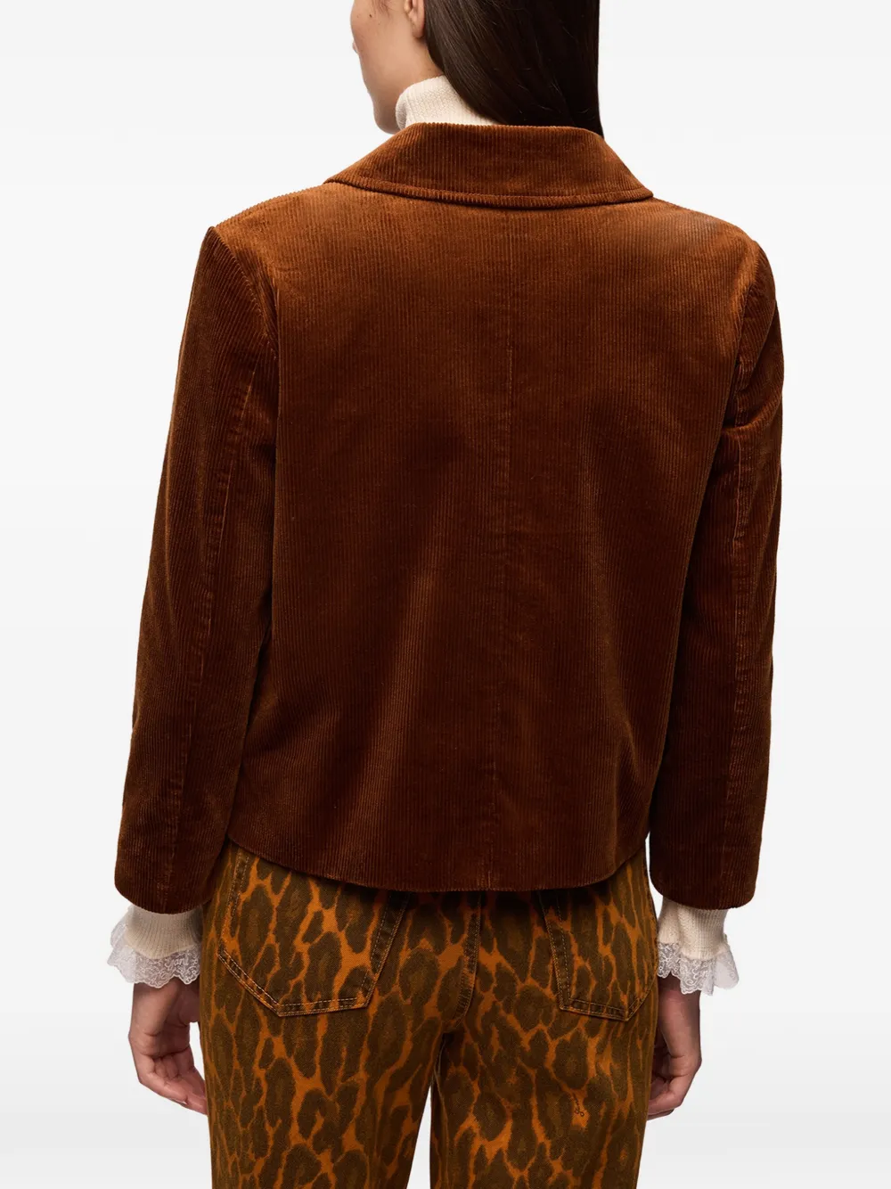 GANNI Ribfluwelen blazer Bruin