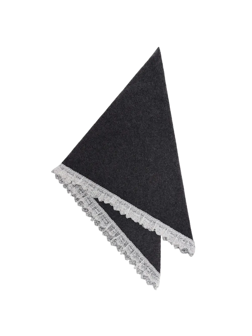 GANNI lace-trim wool scarf Grijs