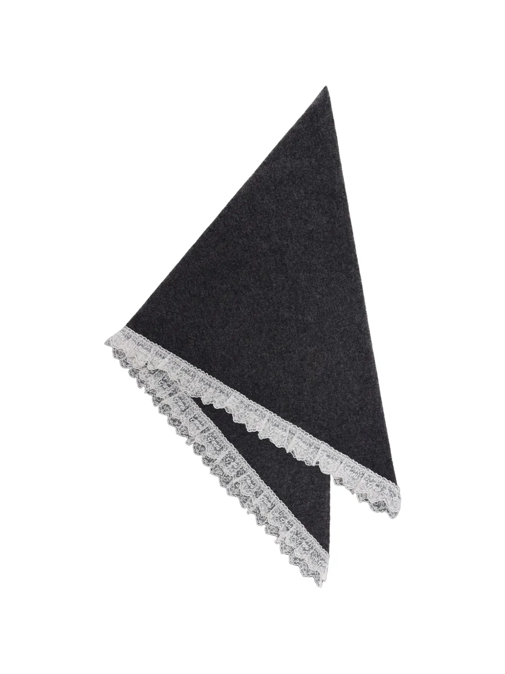 GANNI lace-trim wool scarf Grijs