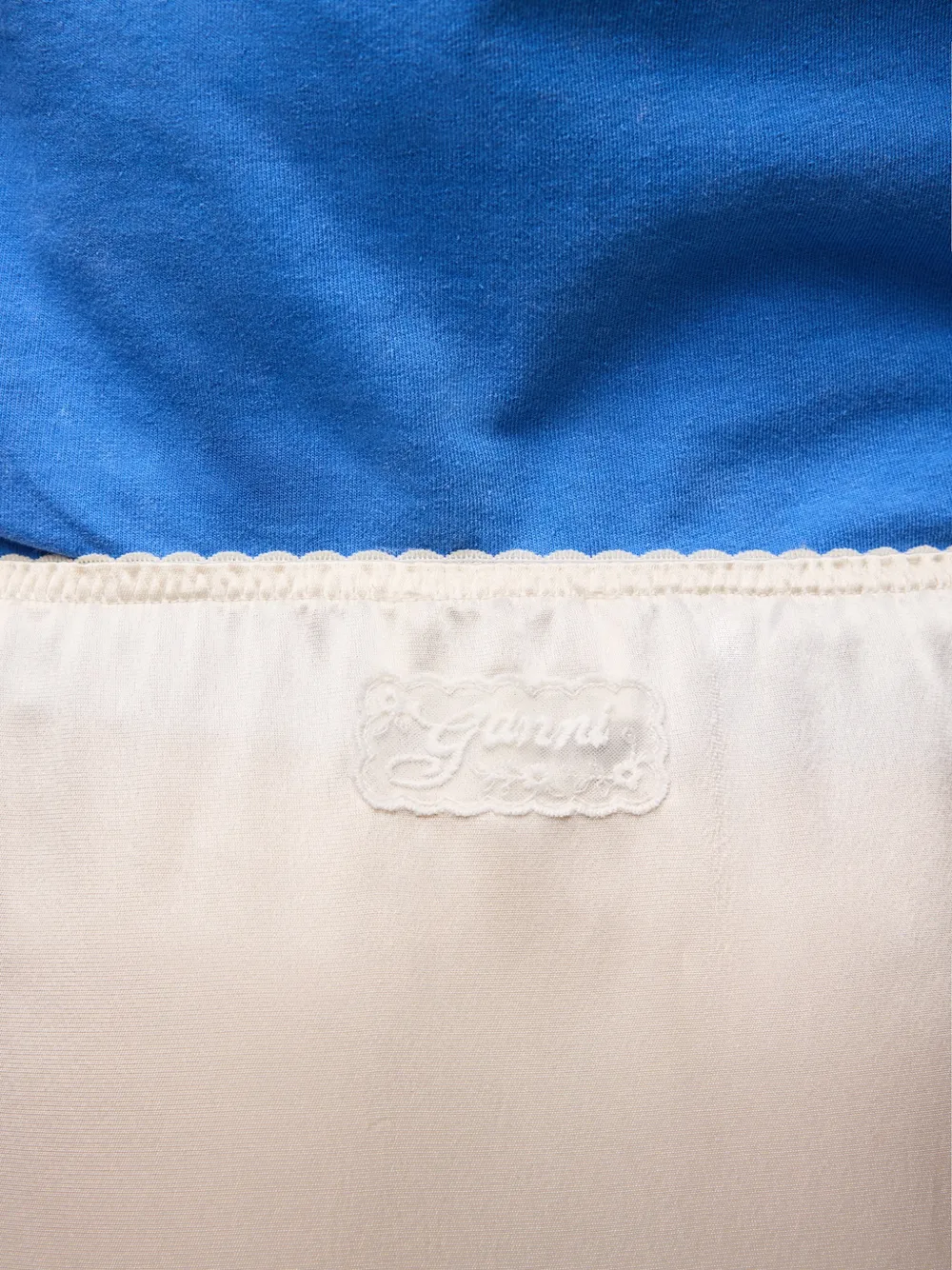 GANNI Satijnen rok met ruches Beige
