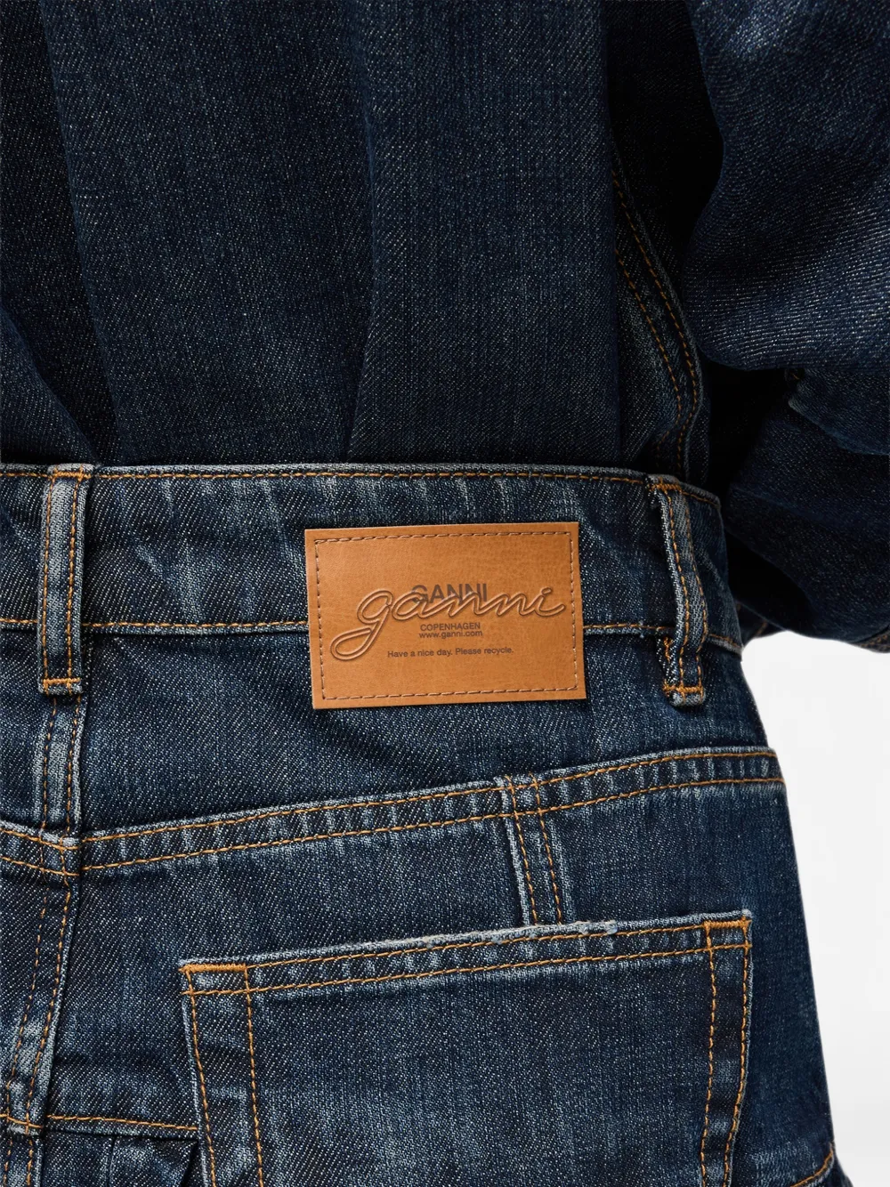 GANNI Denim rok met textuur Blauw