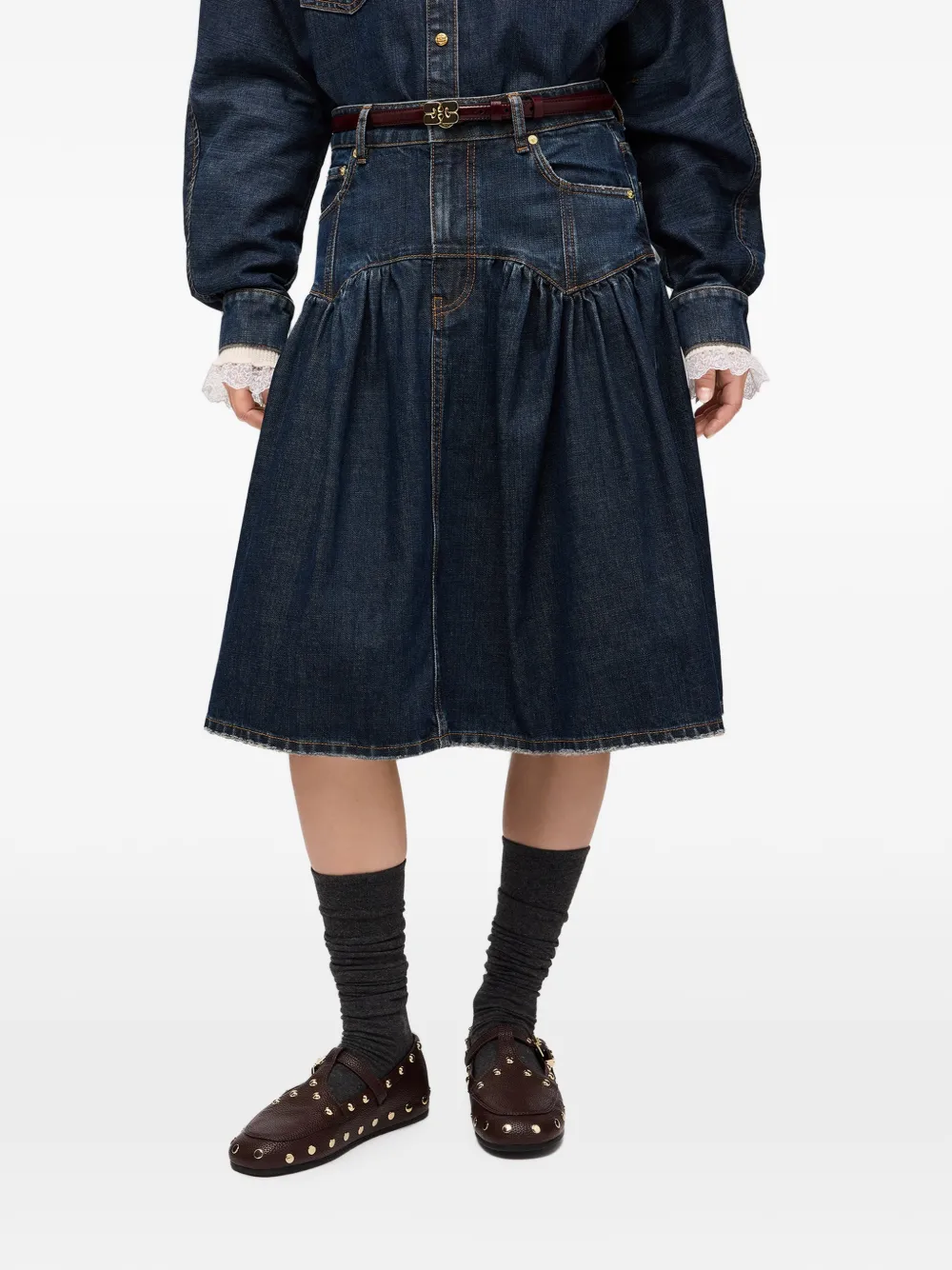 GANNI Denim rok met textuur Blauw