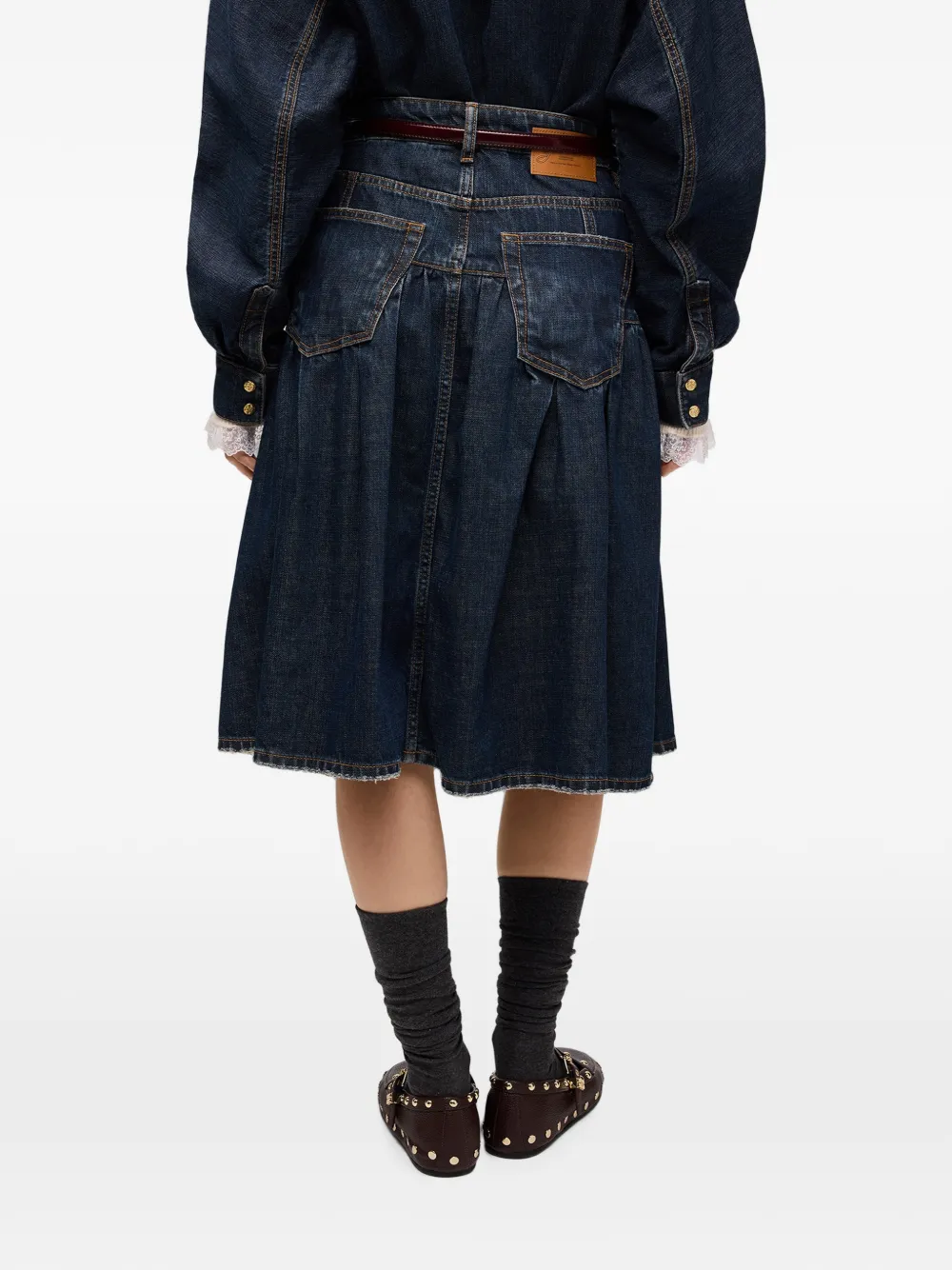 GANNI Denim rok met textuur Blauw