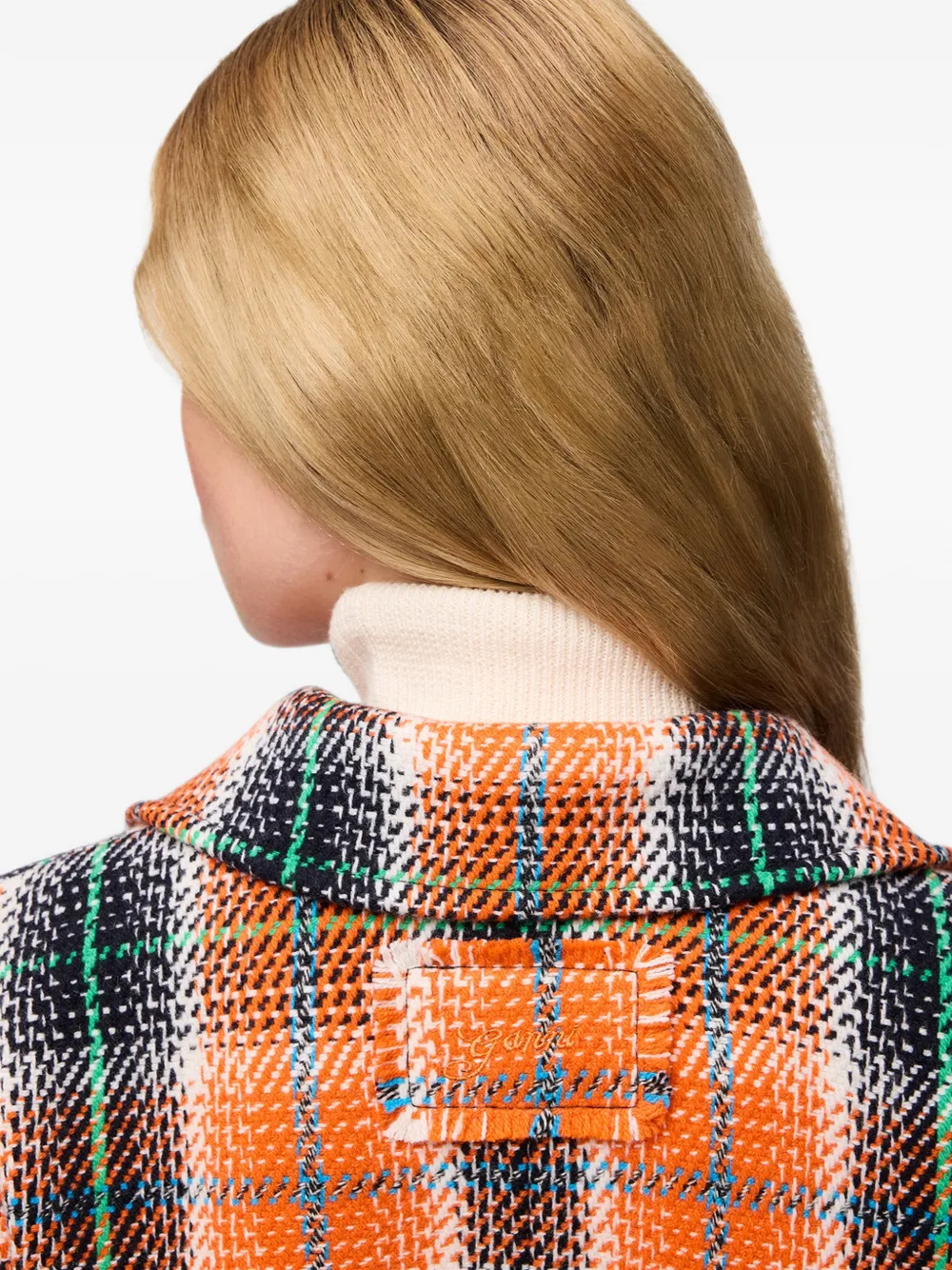 GANNI Geruite blazer Oranje
