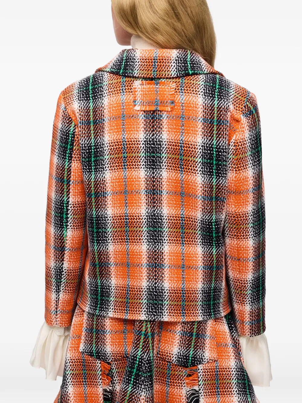 GANNI Geruite blazer Oranje