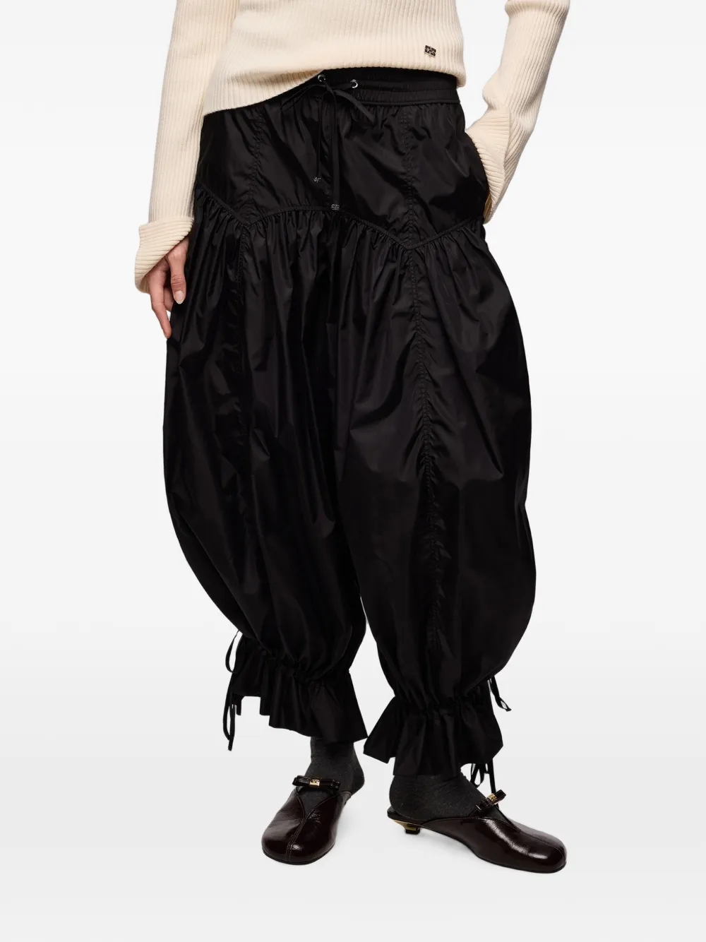 GANNI Broek van nylon Zwart