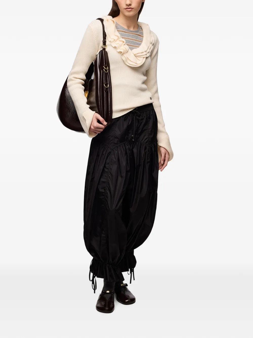 GANNI Broek van nylon Zwart