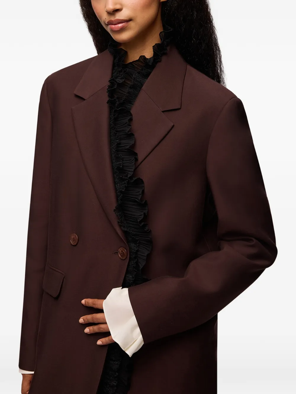 GANNI Lange wollen blazer Bruin