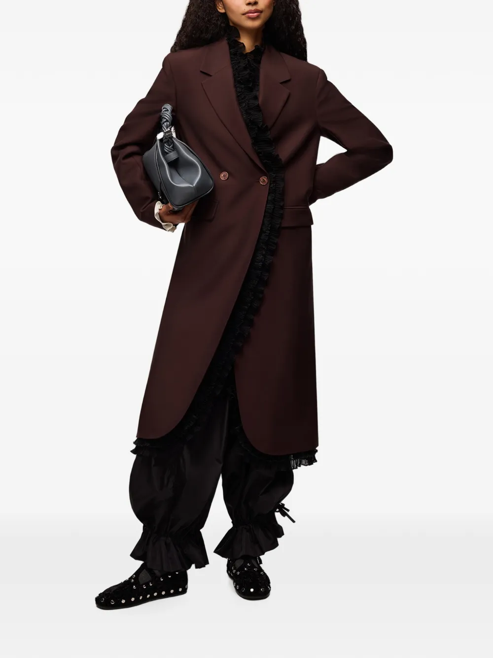 GANNI Lange wollen blazer Bruin