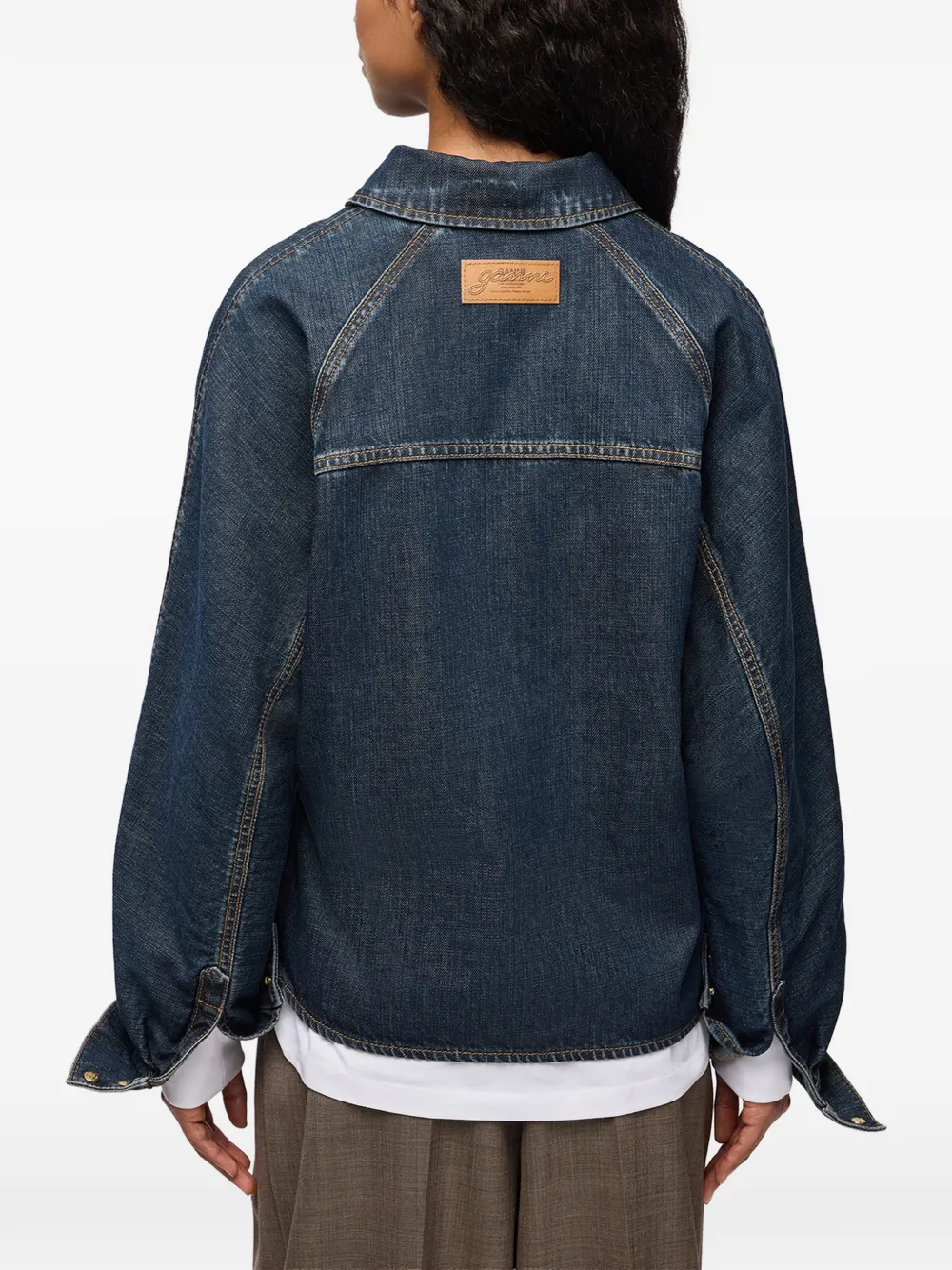 GANNI Denim jack met textuur Blauw