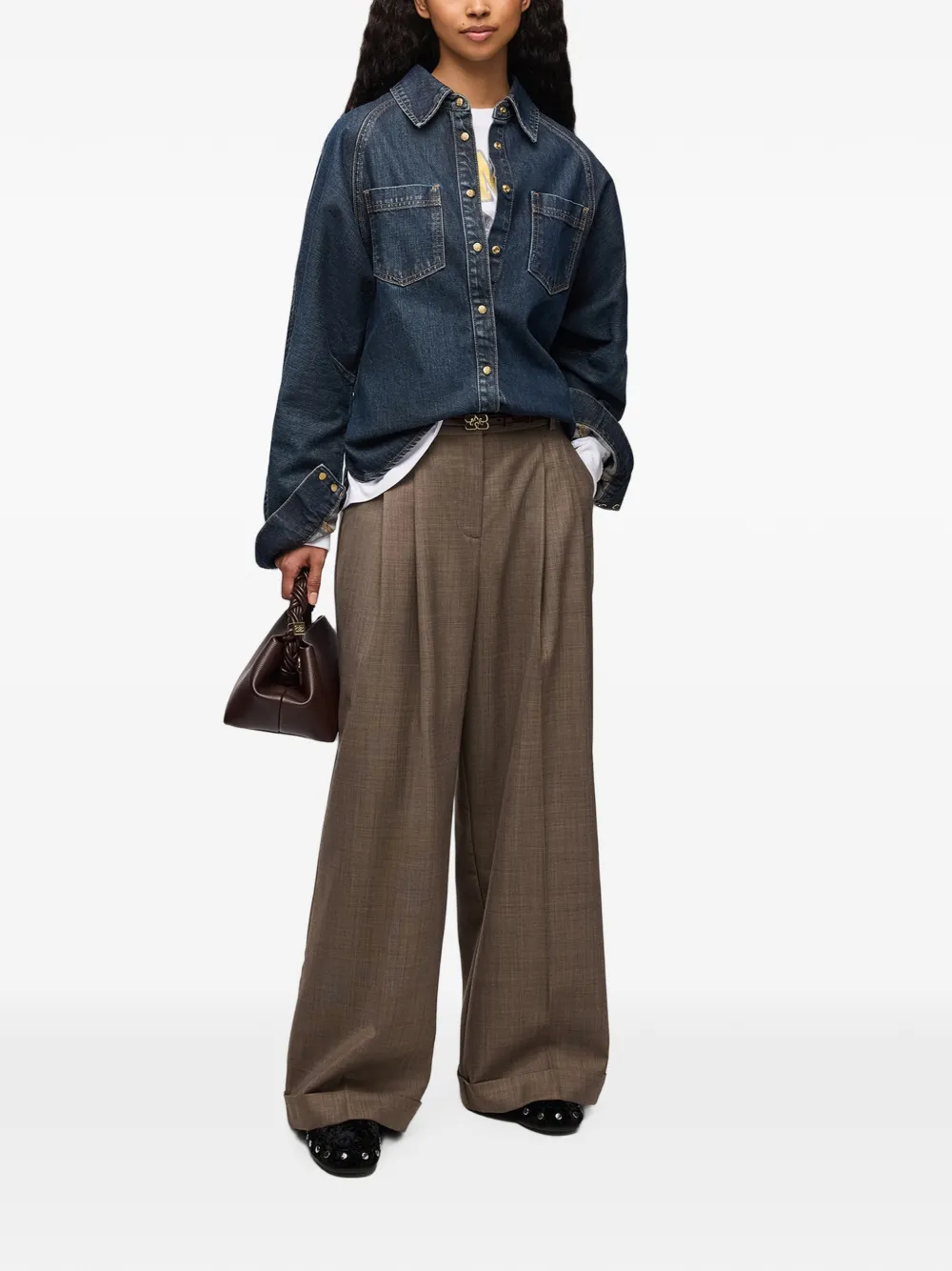 GANNI Denim jack met textuur Blauw