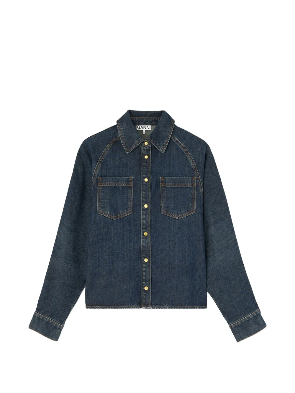 GANNI Strukturierte Jeansjacke - Blau