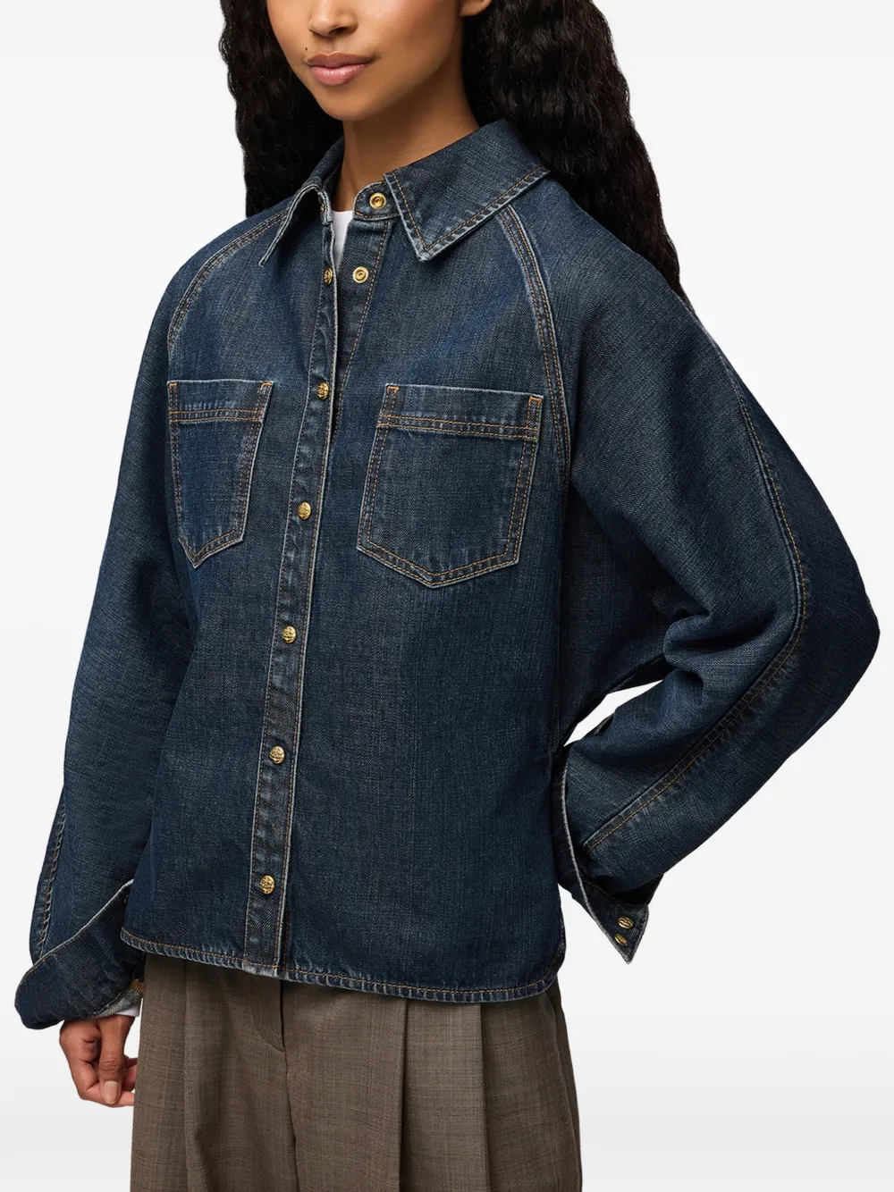 GANNI Denim jack met textuur Blauw