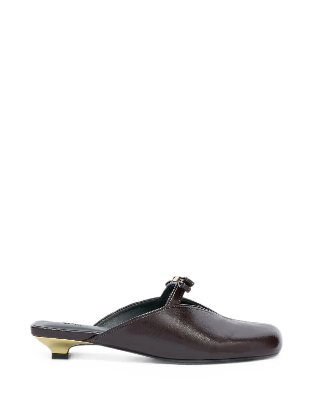 GANNI Sue kitten-heel mules in brown Bruin