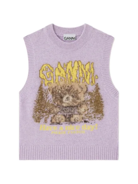 GANNI vest with forest teddy
