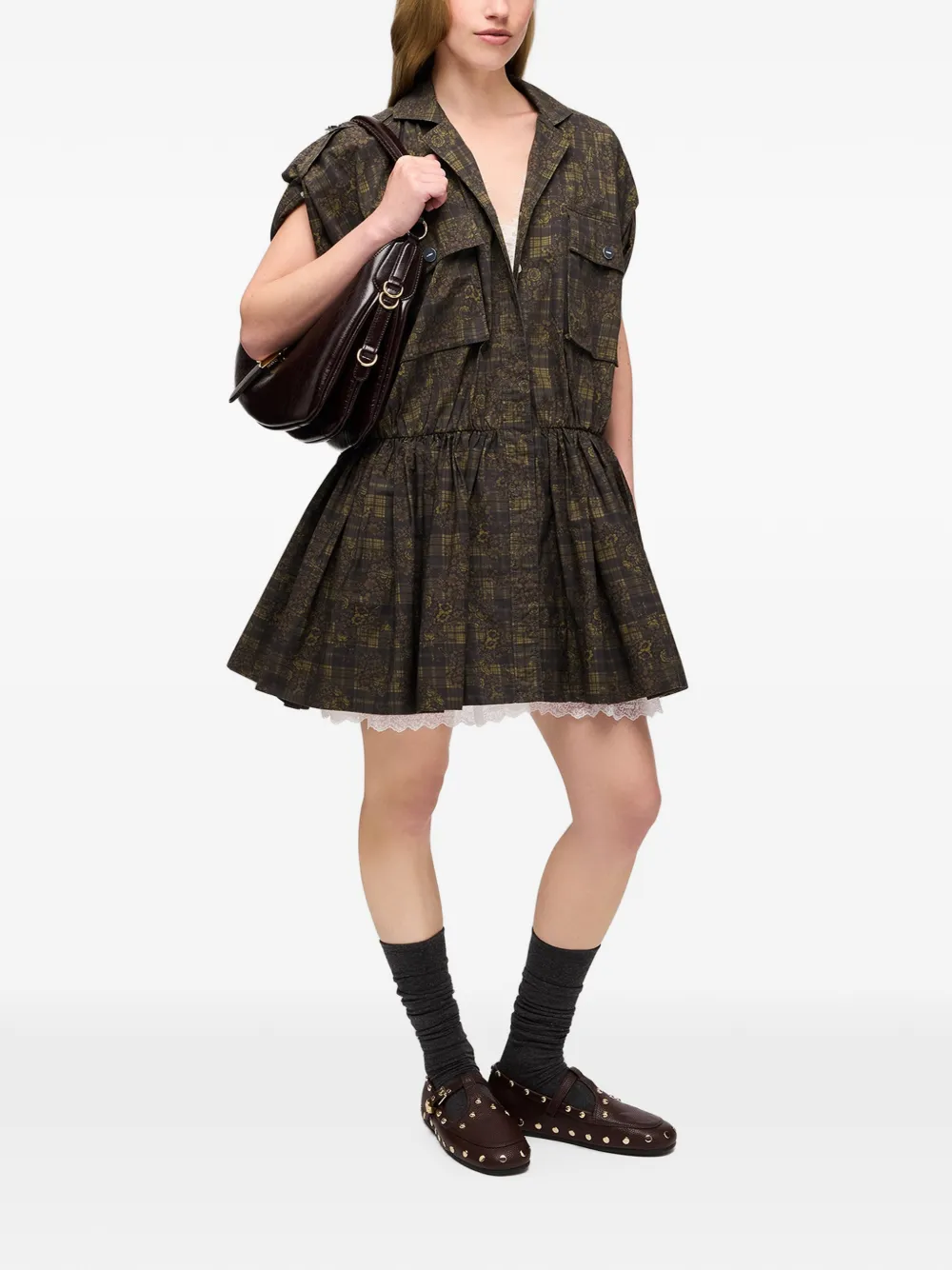 GANNI dress in printed cotton Bruin