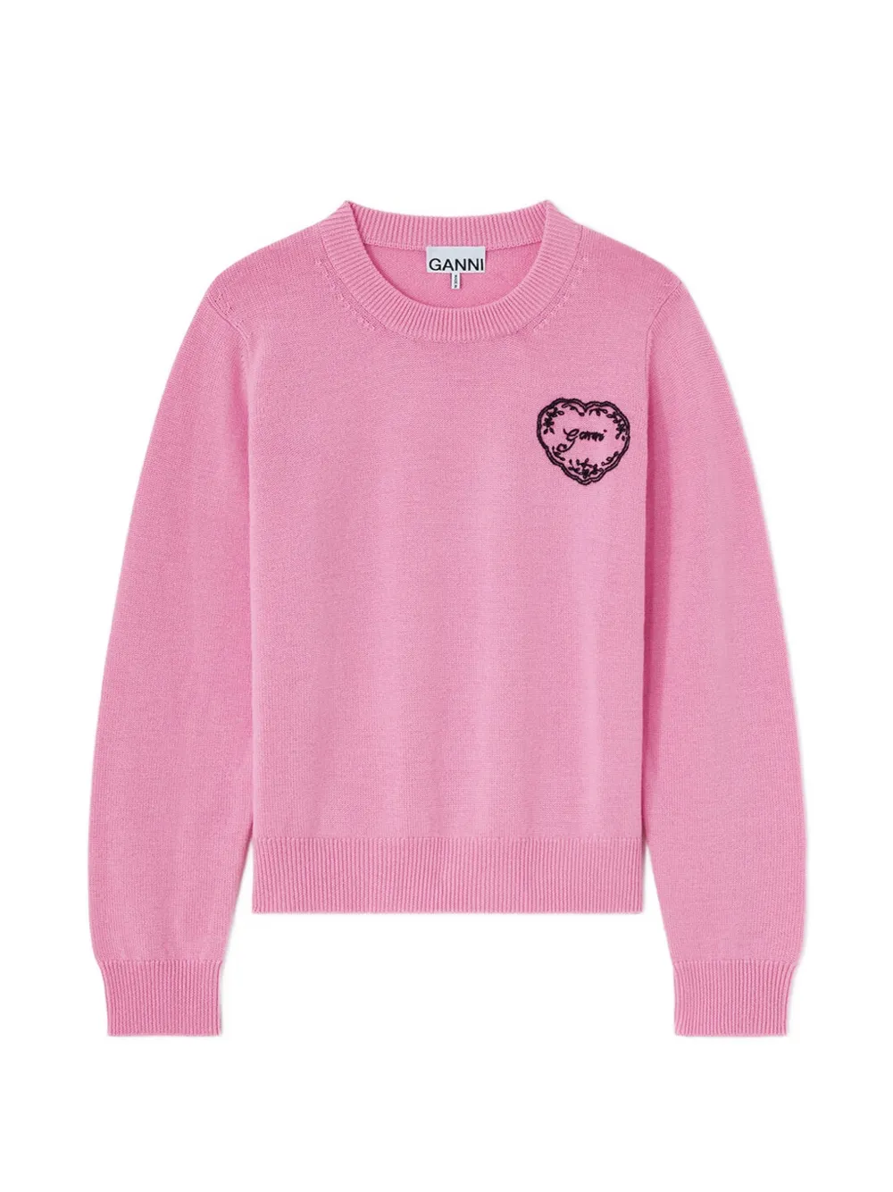 GANNI Trui met geborduurd hart-patroon Roze