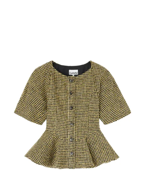 GANNI blusa con motivo de cuadros