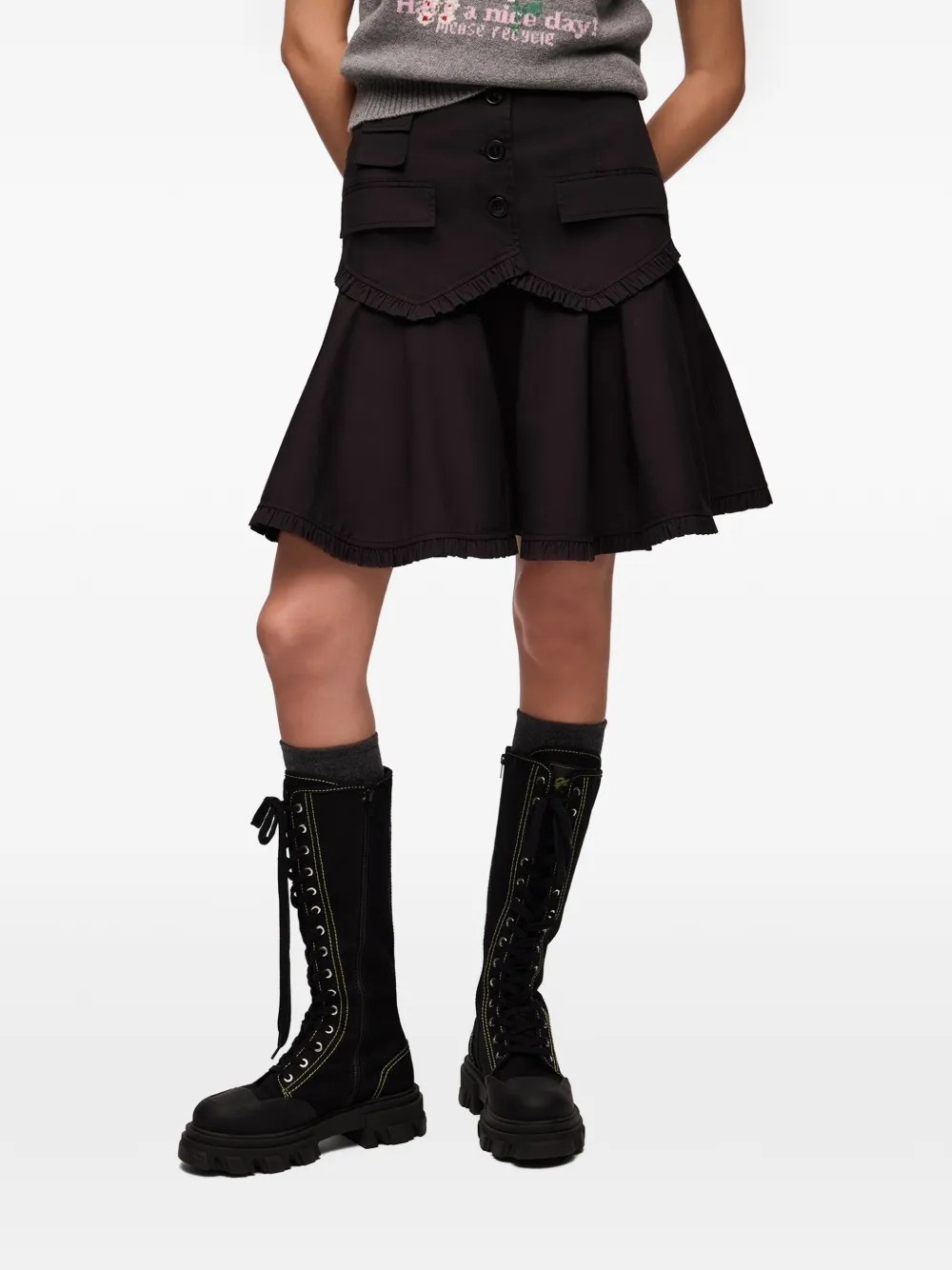 GANNI Stretch katoenen rok Zwart