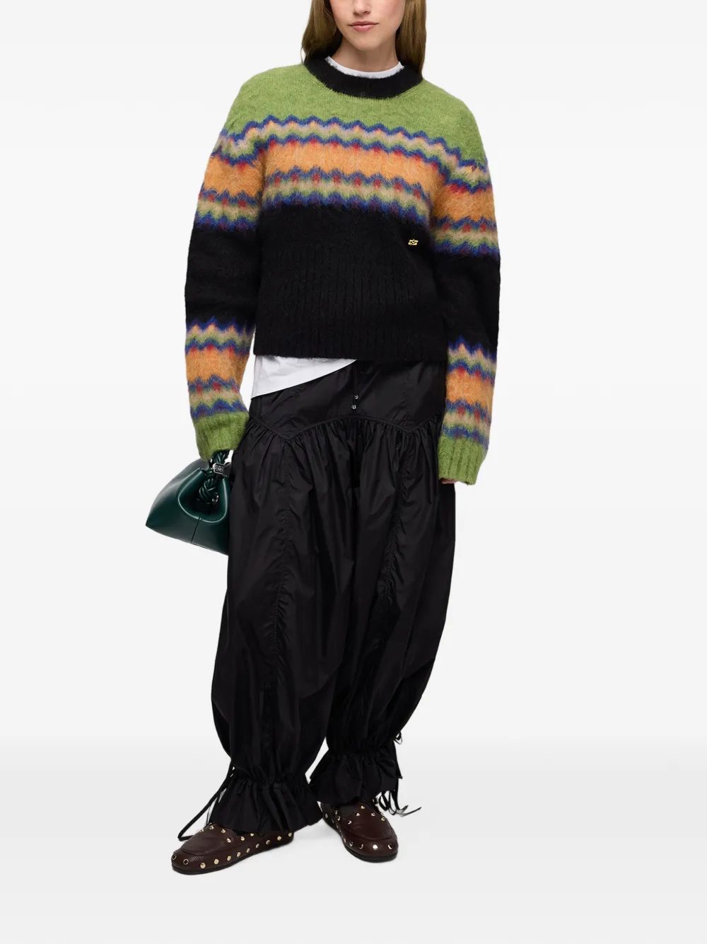 GANNI Trui van Fair Isle alpaca Groen
