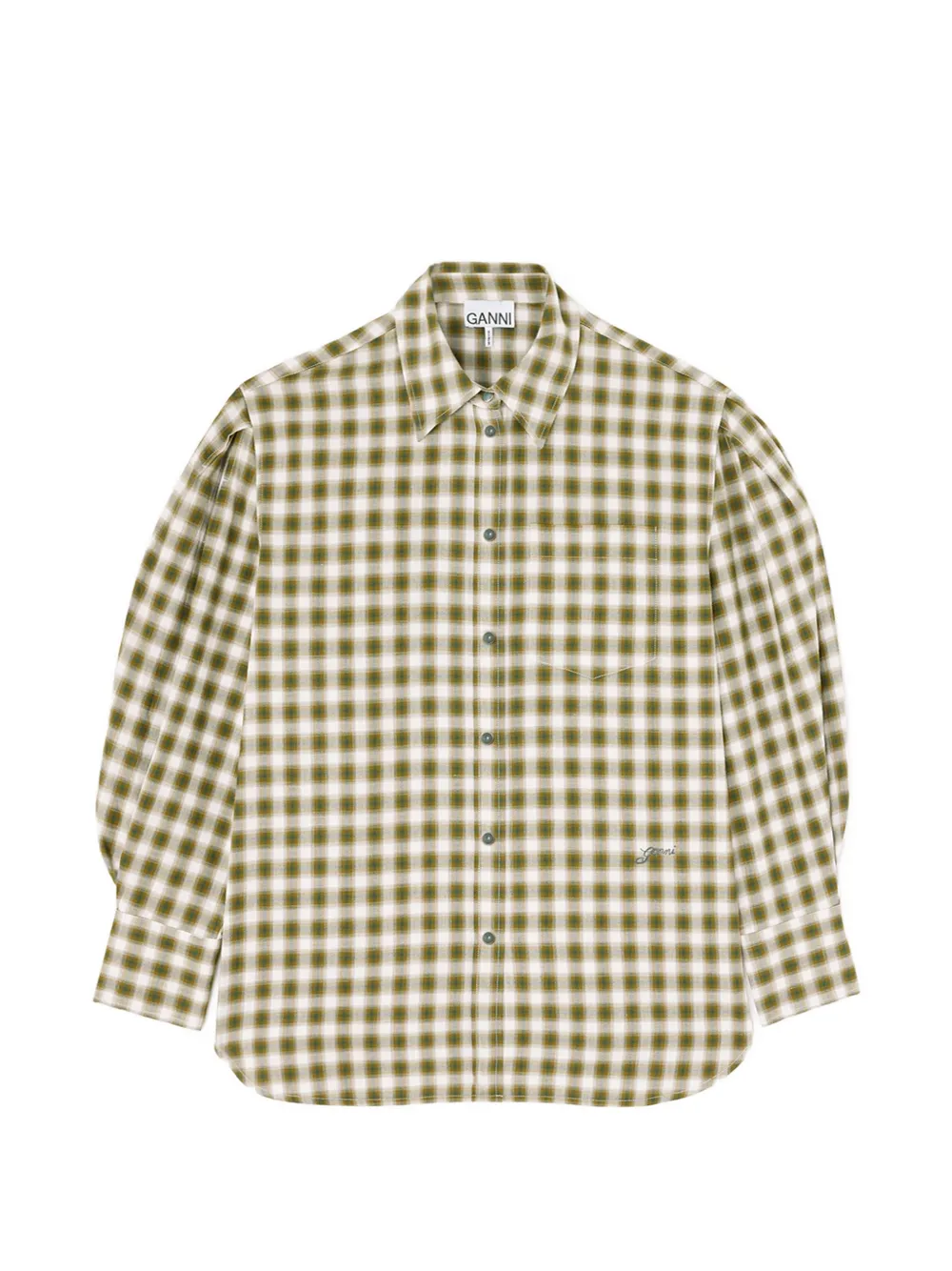 GANNI Hemd aus Light Check Flanell - Grün