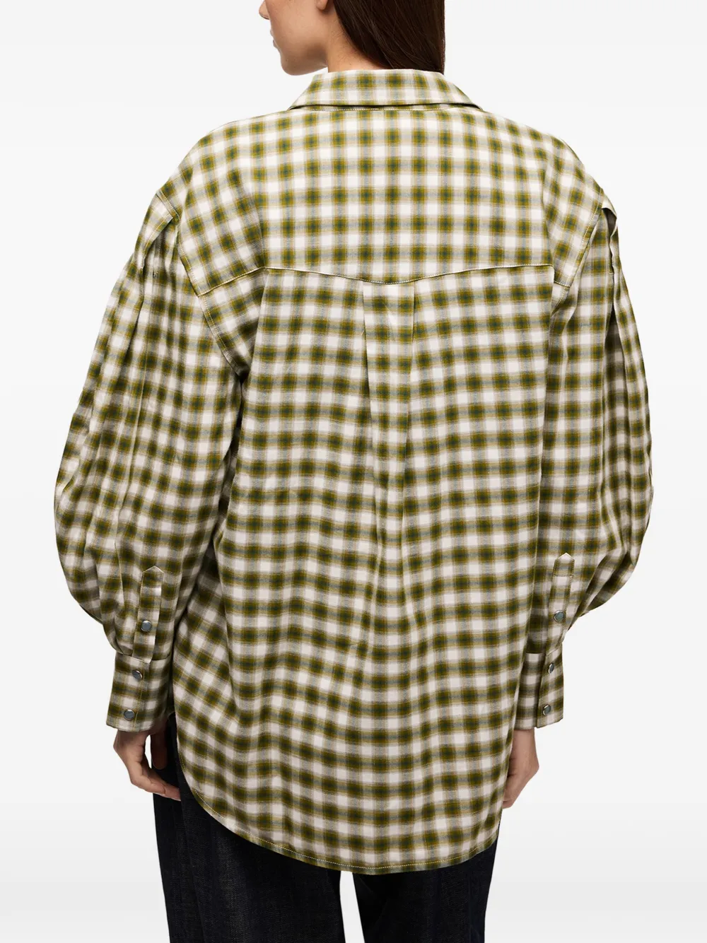 GANNI Geruite flanellen blouse Groen