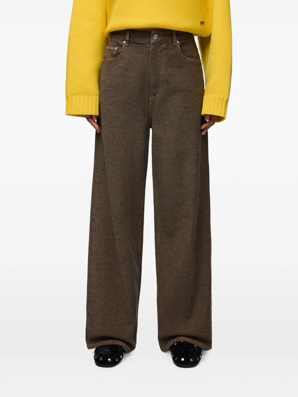 GANNI Lari jeans met Neppy-textuur Bruin