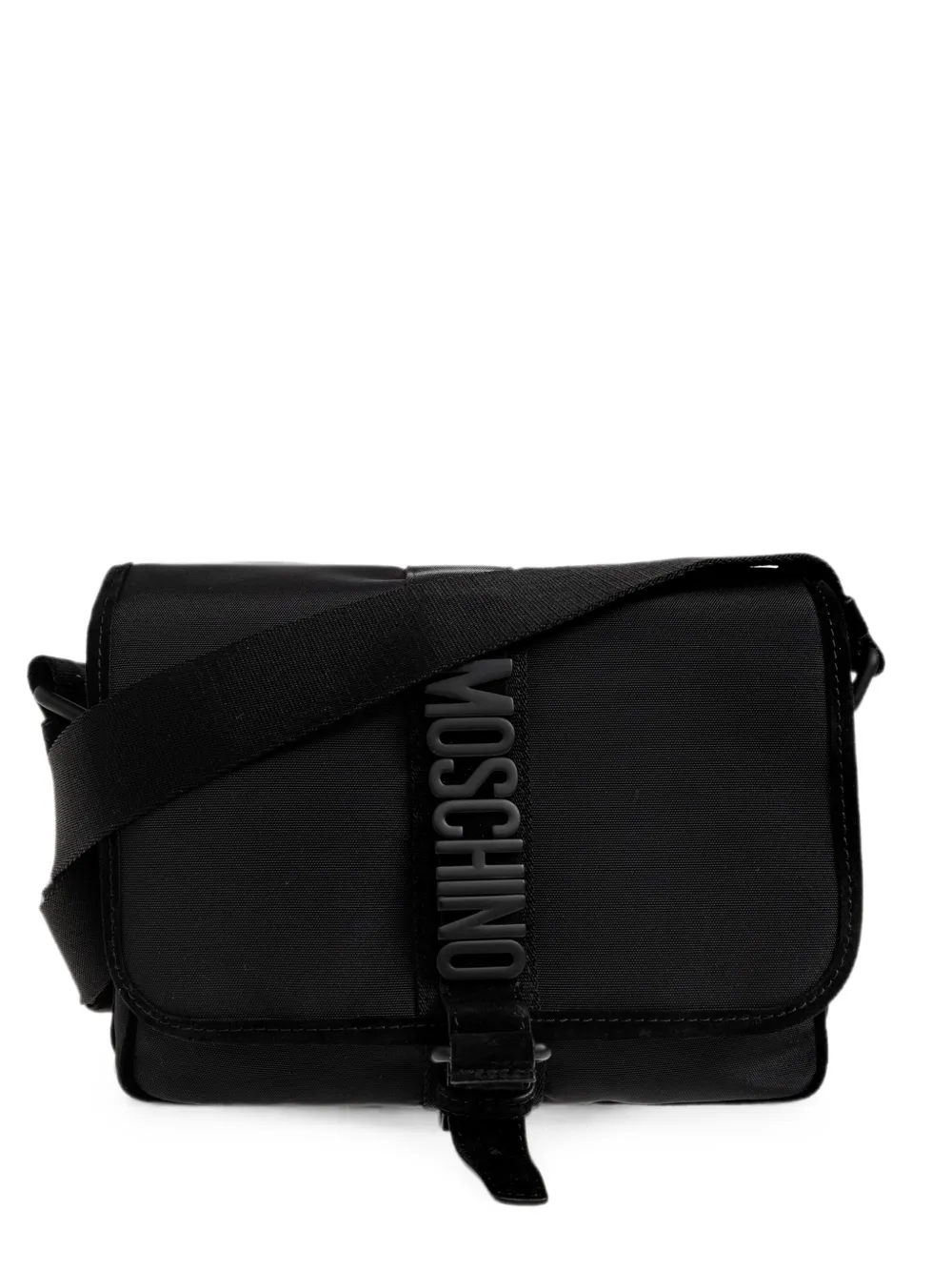Moschino Logo-plaque Messenger Bag In Black