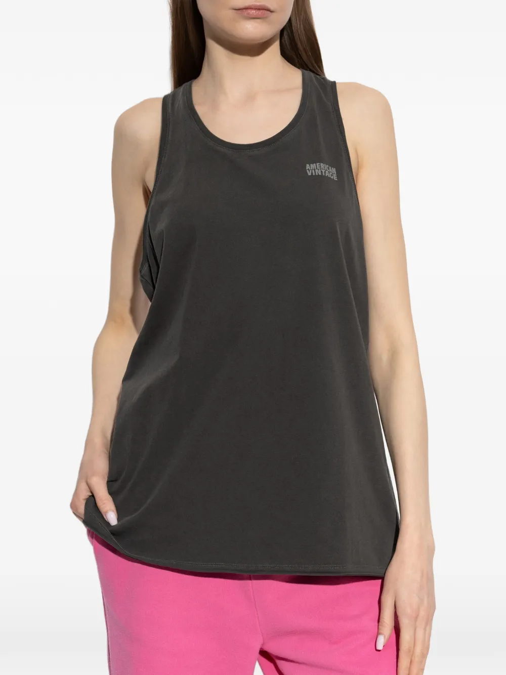 American Vintage Tanktop met logoprint Zwart