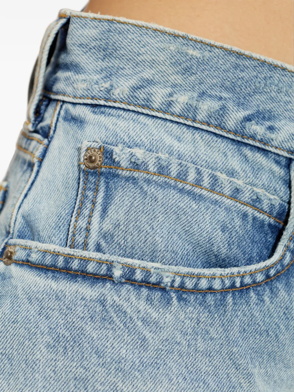 Balenciaga Gerafelde shorts met franje Blauw