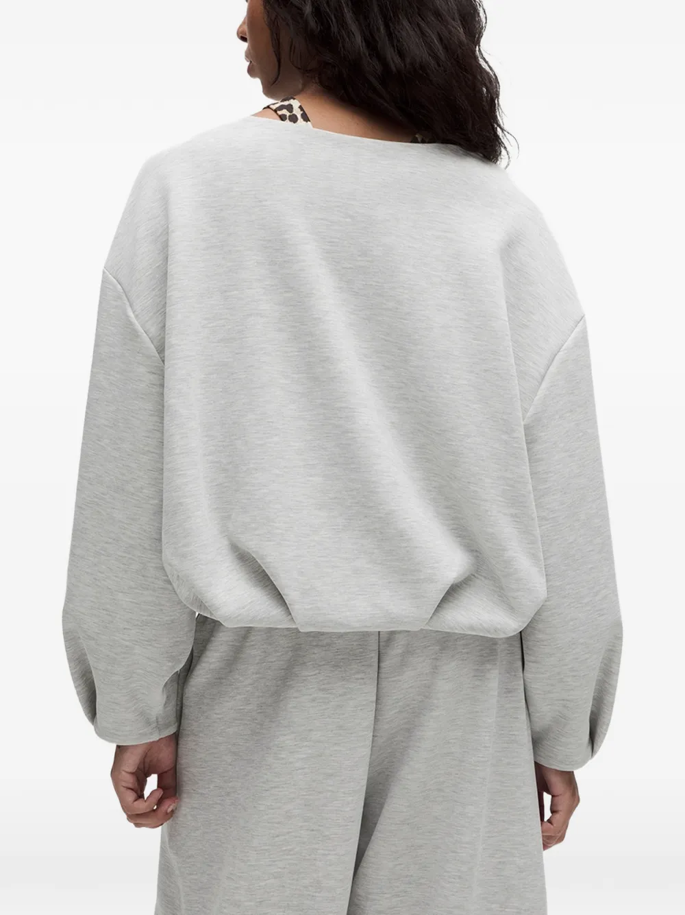 GANNI logo-print cropped performance sweater Grijs