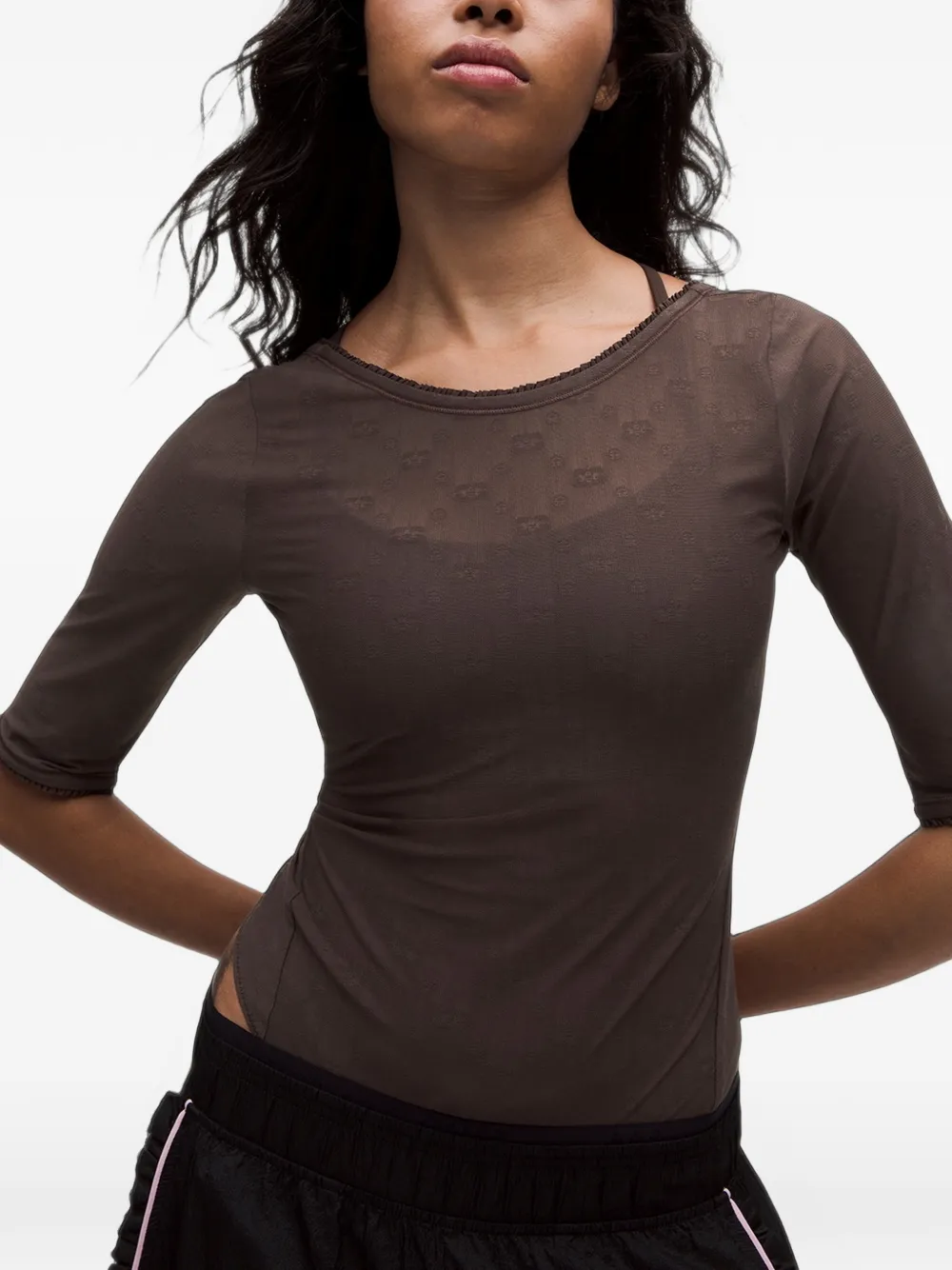 GANNI logo-pattern open-back bodysuit Bruin