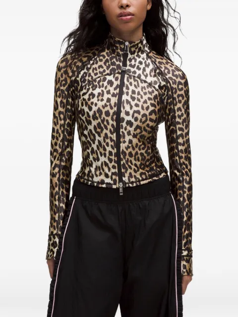 GANNI leopard-print zip-up sweater 