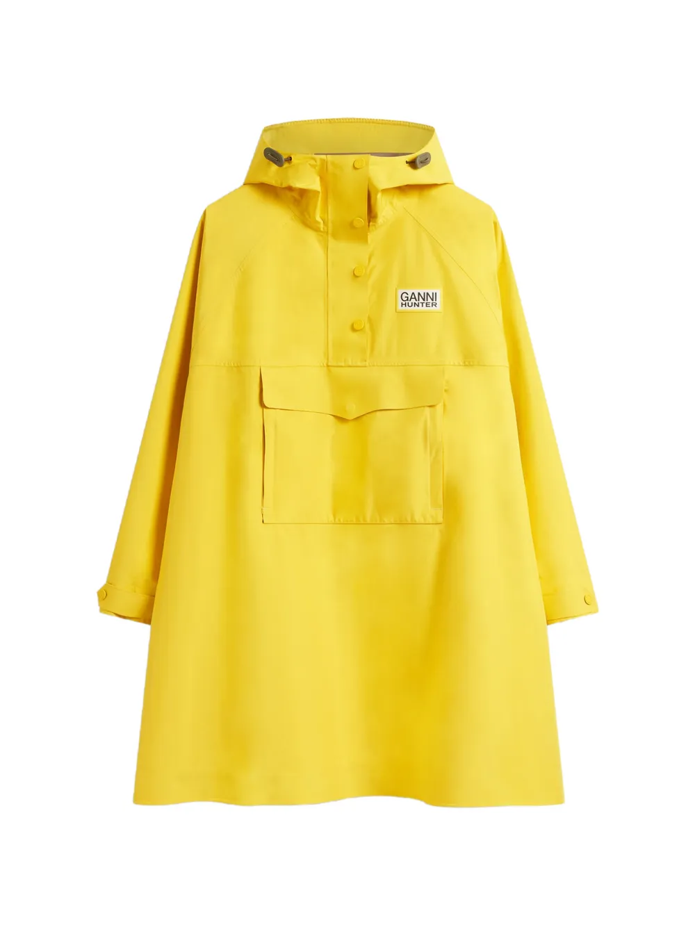 GANNI logo-patch hooded cape