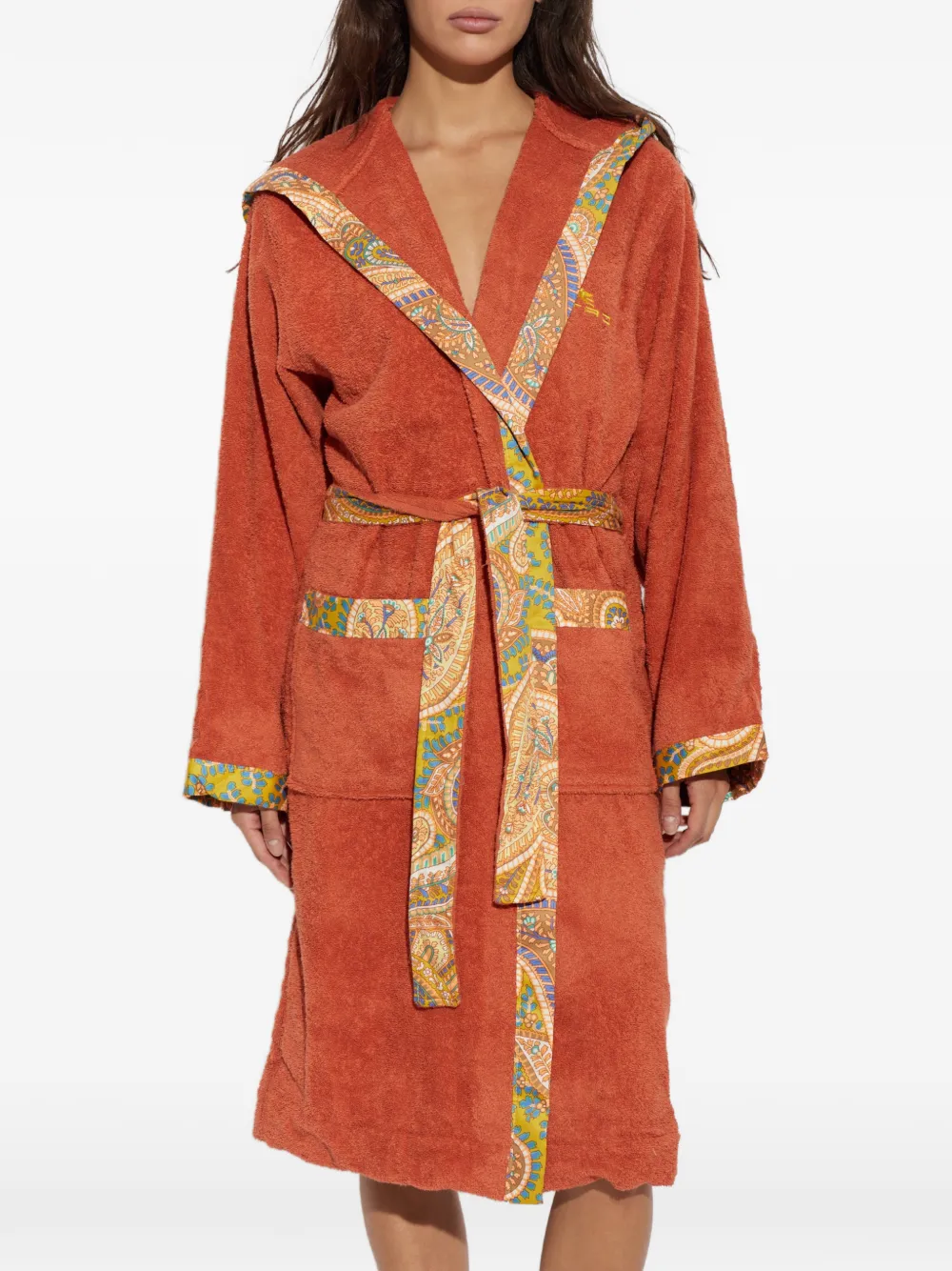 ETRO HOME Badjas met paisley-afwerking en capuchon Oranje