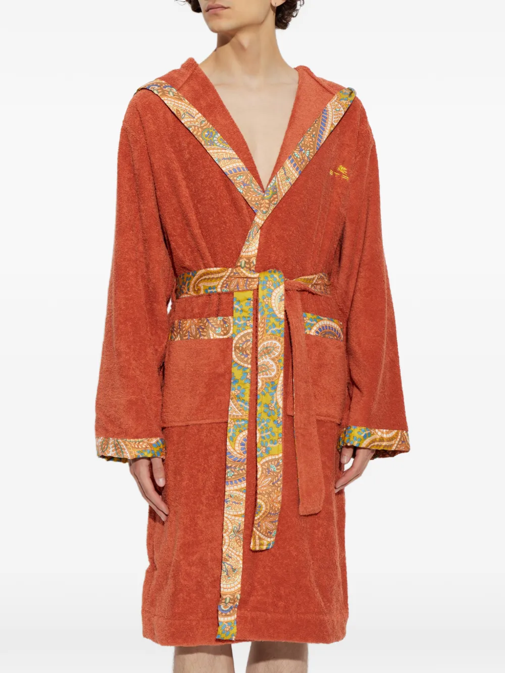 ETRO HOME Badjas met paisley-afwerking en capuchon Oranje