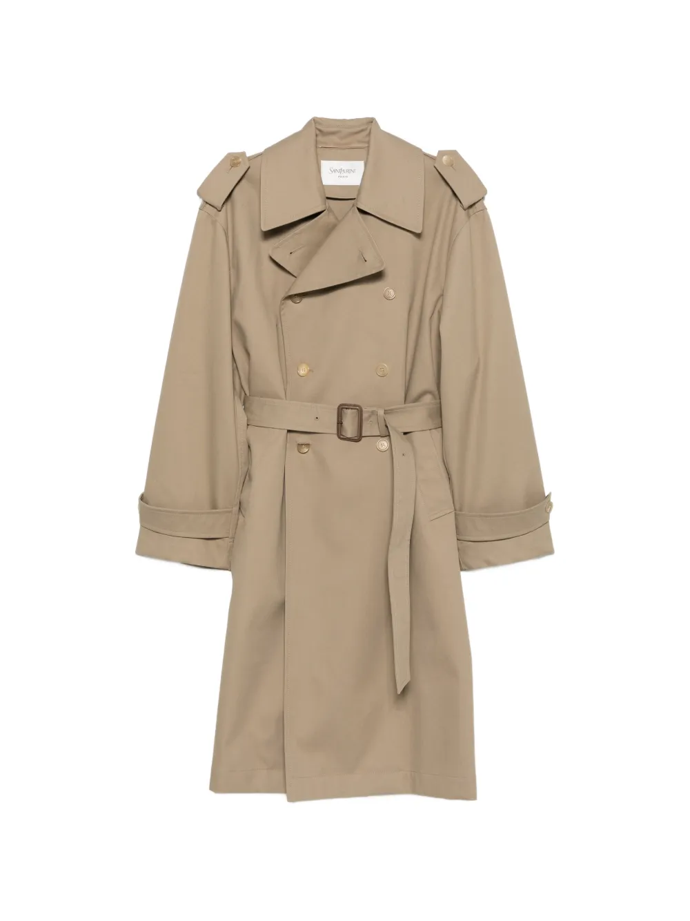 Saint Laurent double-breasted belted trench coat - Nude