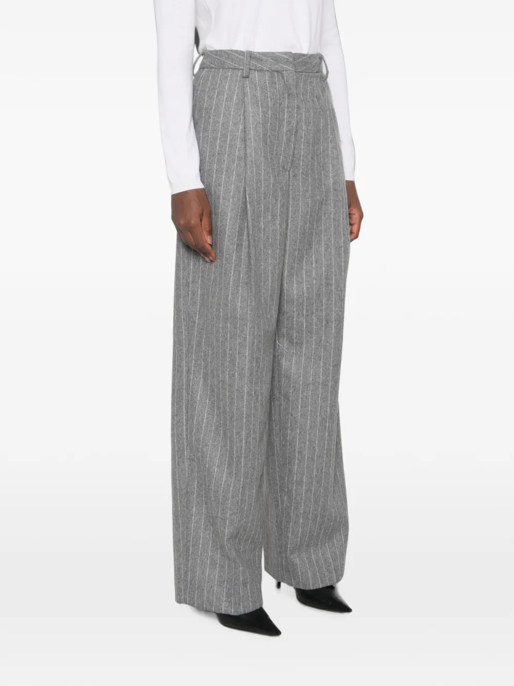 THELATEST E-Axel pantalon met krijtstreep Grijs