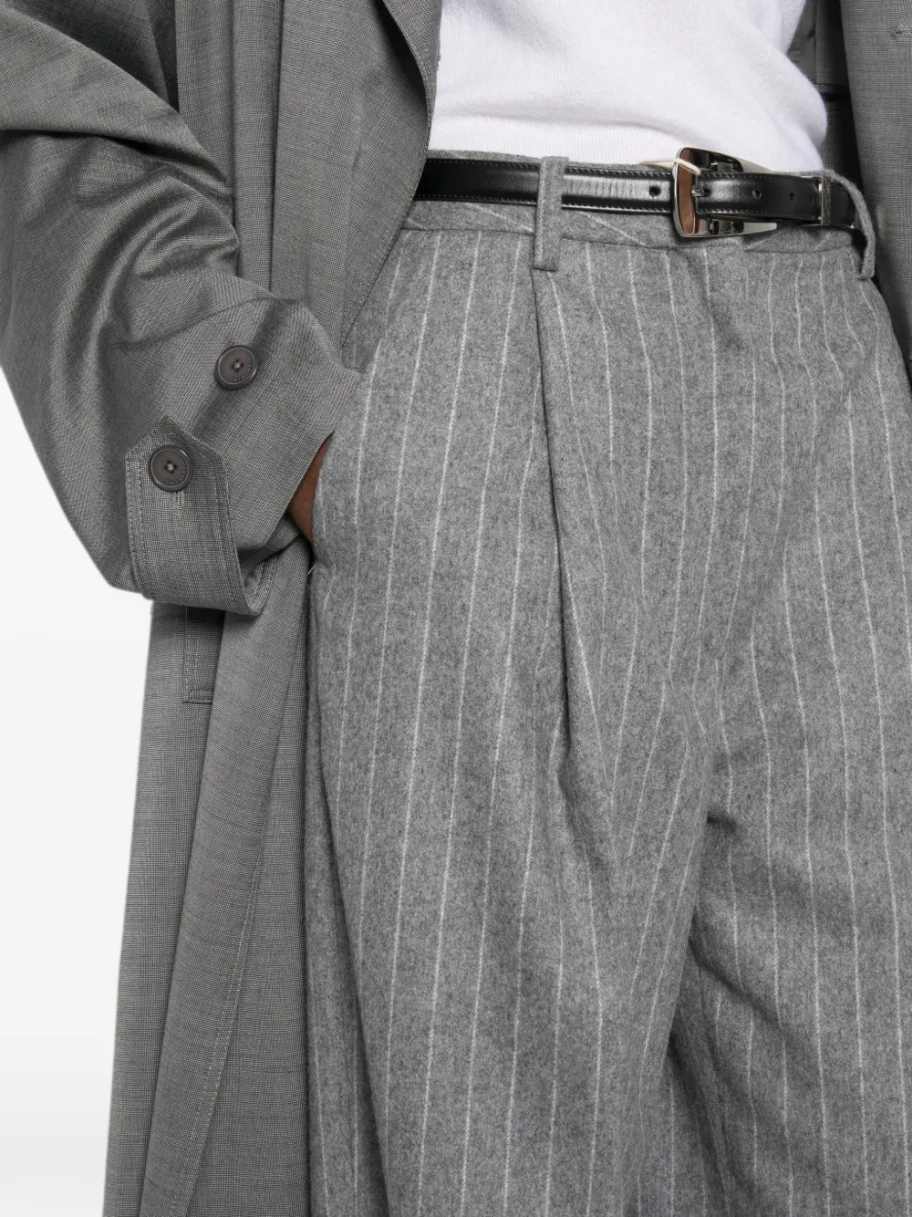 THELATEST E-Axel pantalon met krijtstreep Grijs