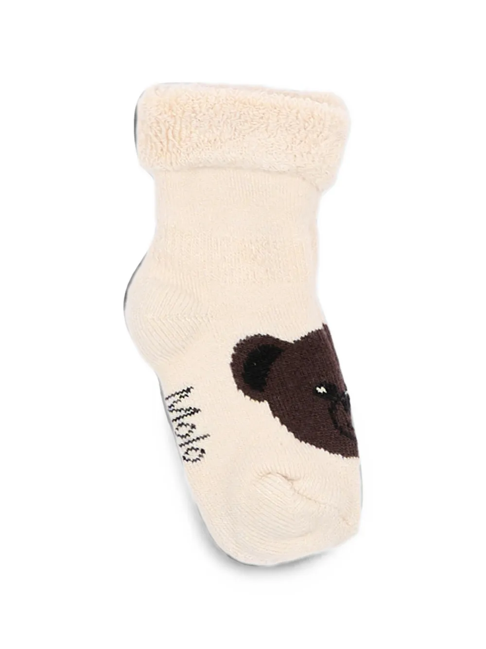 Molo Nodda bear-intarsia fleece-trim socks (set of two) Beige