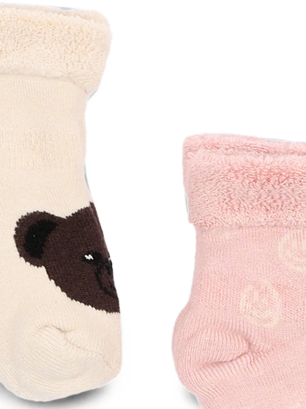 Molo Nodda bear-intarsia fleece-trim socks (set of two) Beige