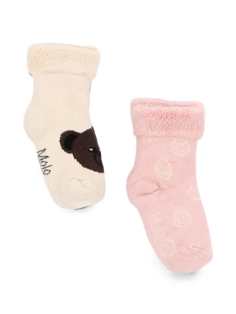 Molo bear-intarsia fleece-trim socks (set of two)
