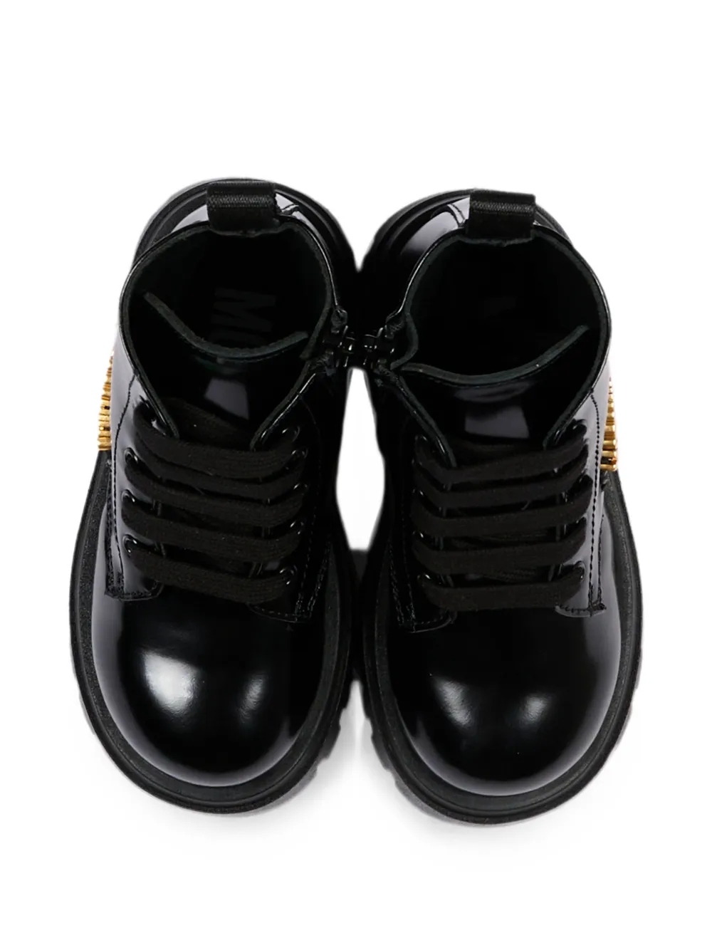Moschino Kids logo-detail lace-up boots Zwart