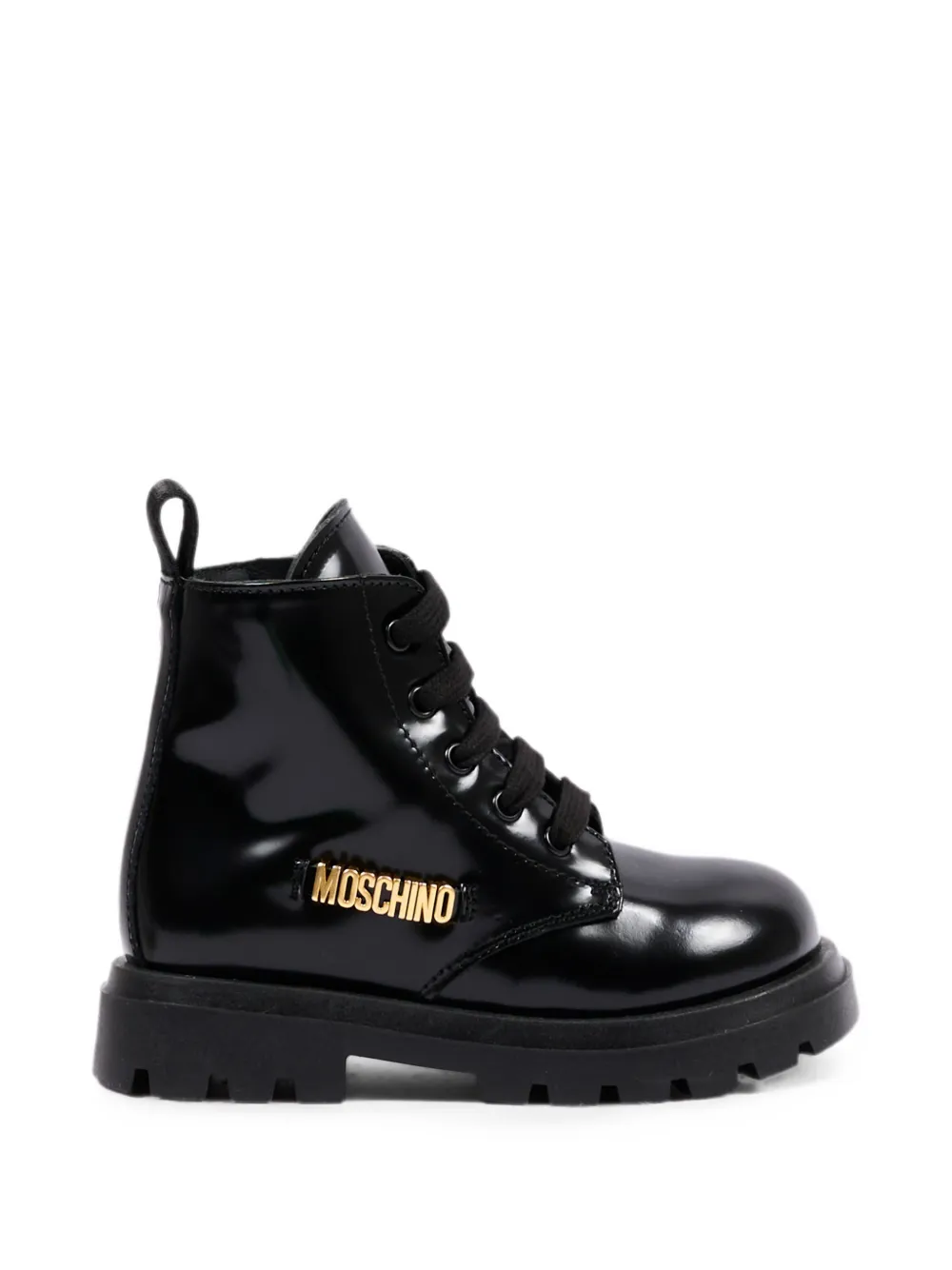 Moschino Kids logo-detail lace-up boots - Nero