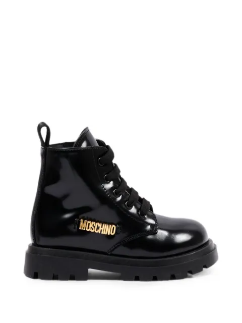 Moschino Kids botas con cordones y logo