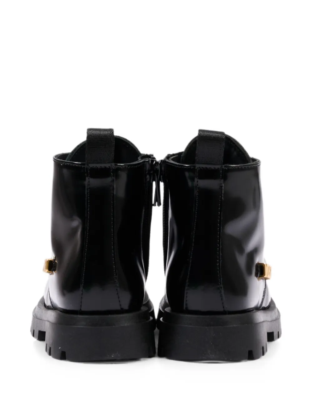 Moschino Kids logo-detail lace-up boots Zwart