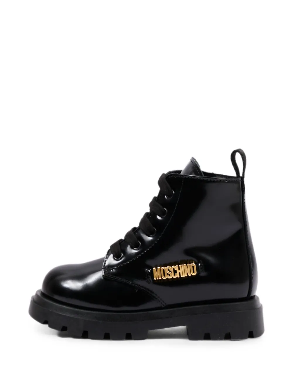 Moschino Kids logo-detail lace-up boots Zwart
