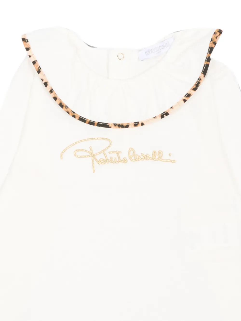 Roberto Cavalli Junior T-shirt met geborduurd logo Beige
